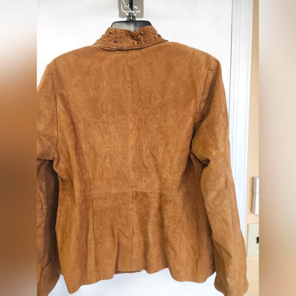 Pamela McCoy  Cognac Genuine Suede Leather  Jacket Size M - Picture 3 of 5